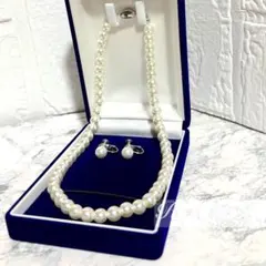 新品貝パール42cm玉8mmパールネックレス＆イヤリング冠婚葬祭フォーマルh
