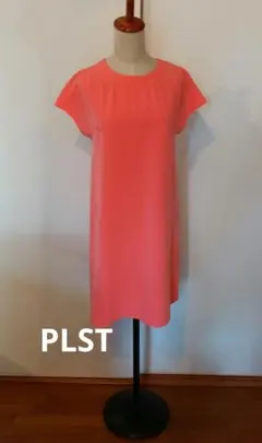 PLST 半袖 ひざ丈下ワンピース ピンク