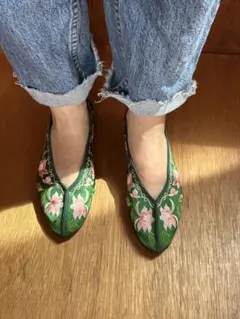 台湾購入 チャイナシューズ（布製・刺繍）