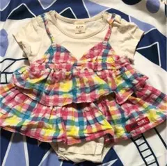 ベビー80cm☆eab☆bebeキャミワンピース風ロンパース☆ギンガム、チェック