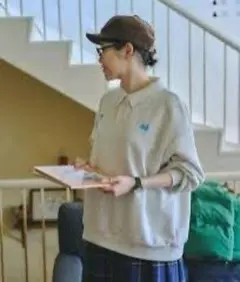 studioCLIP 襟付き ロゴスウェット