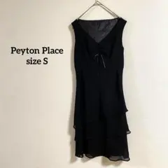 【489】Peyton Place★黒 フリル付きノースリーブドレス　 S