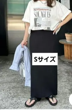 最終値下げ【DISCOAT】リブカットナロースカートブラック　S　ロングスカート