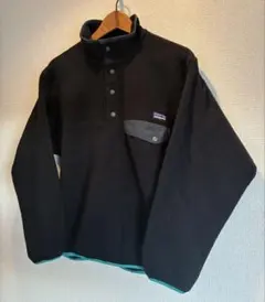 patagonia スナップT フリース S ブラックxターコイズ パタゴニア