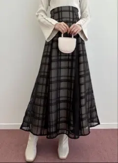 【新品】チェック柄シアーフレアスカート[tu1082]