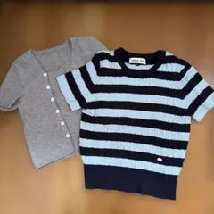 リブ編みTシャツと、ボタン付きTシャツ