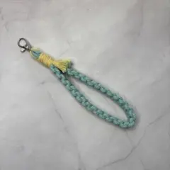 マクラメ編みストラップ　ブルー＆イエロー