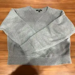 スムースコットンクルーネックセーター　グレーS