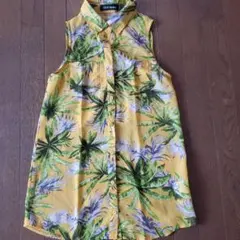 CECIL Mc BEE トロピカル柄 ノースリーブシャツ 透け感