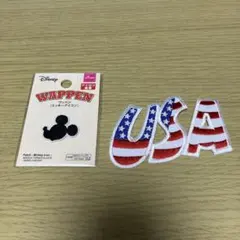 アイロンワッペン　２枚セット　ミッキーマウス＆USA