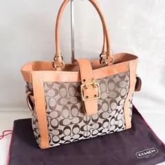 COACH コーチ トートバッグ シグネチャー A4収納 ハンドバッグ ブラウン