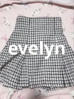 evelyn ハイウエストツイードスカート ミニスカート チェック