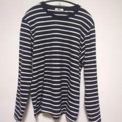 UNIQLO ネイビー/ホワイトボーダー コットン　長袖カットソー M ゆったり