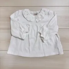 petit main ホワイト フリル付きトップス