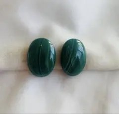 vintage 緑　マーブル楕円イヤリング　和装
