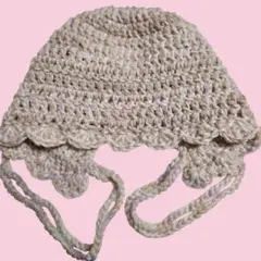 ハンドメイド　ボンネット　ニット帽　かぎ針編み