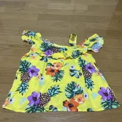 イエローフラワープリントオフショルダートップス