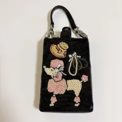 チェチェ スパンコール タバコケース ミニバッグ プードル 小物入れ ブラック