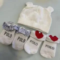 POLO ベビー靴下　帽子セット