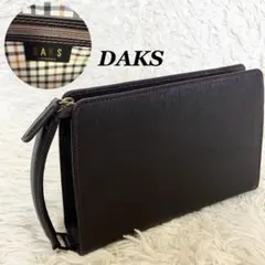 DAKS ダックス レザー セカンドバッグ 本革 冠婚葬祭 チェック