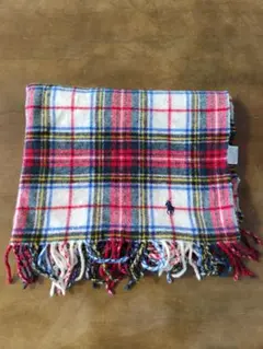 ラルフローレン ウール ひざ掛け 大判ストール チェック ポニー刺繍