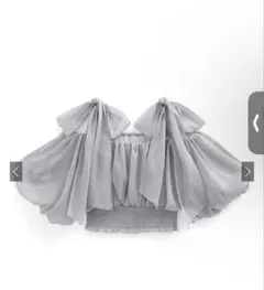 ラメシアーオフショルダーリボンショート丈トップス