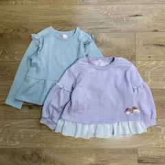 西松屋 ラメ ペプラム フリル トレーナー 2枚 プティマイン アプレレクール