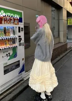 Pinkparks lace-tiered puff midi skirt