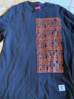 Suprem Stacked L/S Top Tシャツ M 黒 オレンジロゴ