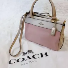 ✨美品✨ COACH 2WAY バッグ ピンク ホワイト タグ付 袋付き