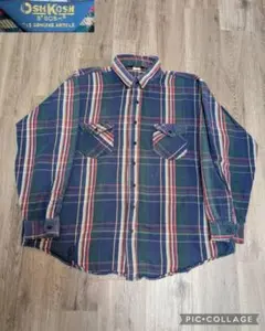 襤褸の美学【80S】OshKosh B’Gosh　ナス紺ベース　ヘビーネルシャツのサムネイル