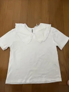 ZARA フリル付き襟 ホワイト Tシャツ S 美品