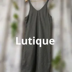 Lutiqueダークグレー Vネック スリーブレス オールインワン Mサイズ