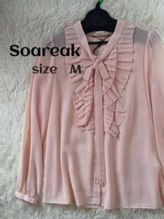 新品未使用！Soareak ボウタイフリルブラウス　ピンク(М)のサムネイル