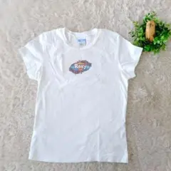 ROXY　Ｔシャツ　白　半袖　S相当　ロゴ　USA製　チビＴ　サーフ　希少