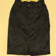 【美品】LANCETTI SPORT スカート ブラック ペイズリー柄
