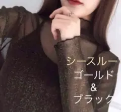 数量限定★新品未使用！ゴールド シンプル無地 シースルーチュール　トップス