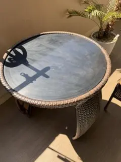 円形ラタン風センターテーブル③