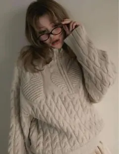 andmary Heart loose knit beige