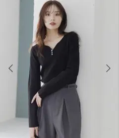 ハート ネック ニット 長袖