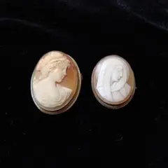 ビンテージ　シェルカメオ ブローチ 2個セット
