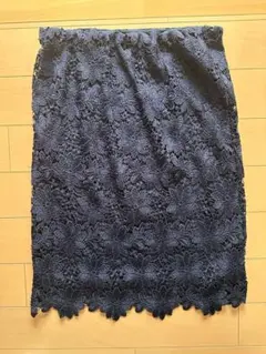 earth music&ecology ネイビー レースタイトスカート M