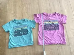 【2枚セット】パタゴニア キッズ Tシャツ ピンク＆グリーン きょうだい　コーデのサムネイル