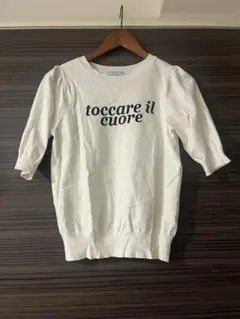 TOCCA 半袖ニット ホワイト ロゴ入り