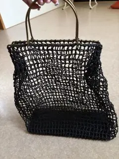 ブラックネット編みかごバッグのサムネイル