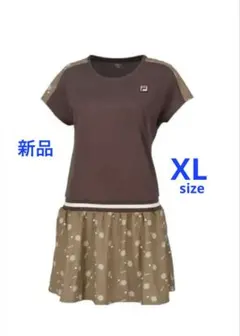 No.807 FILA ラケット柄が可愛いワンピース☆キャメル☆XL☆新品☆のサムネイル