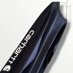 カーハート Carhartt ロンTネイビー XL〜2XL 袖ロゴ　プリント
