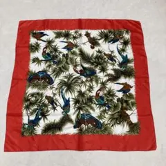 希少　ボタニカルなジャングル柄×カラフルシックな鳥　大判スカーフ