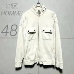 상태좋음 ✨23区 HOMME ライダース風ジップアップブルゾン 48 L アイボリー