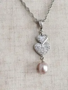 淡水パールネックレス、ペンダント、41cm、全長46cm